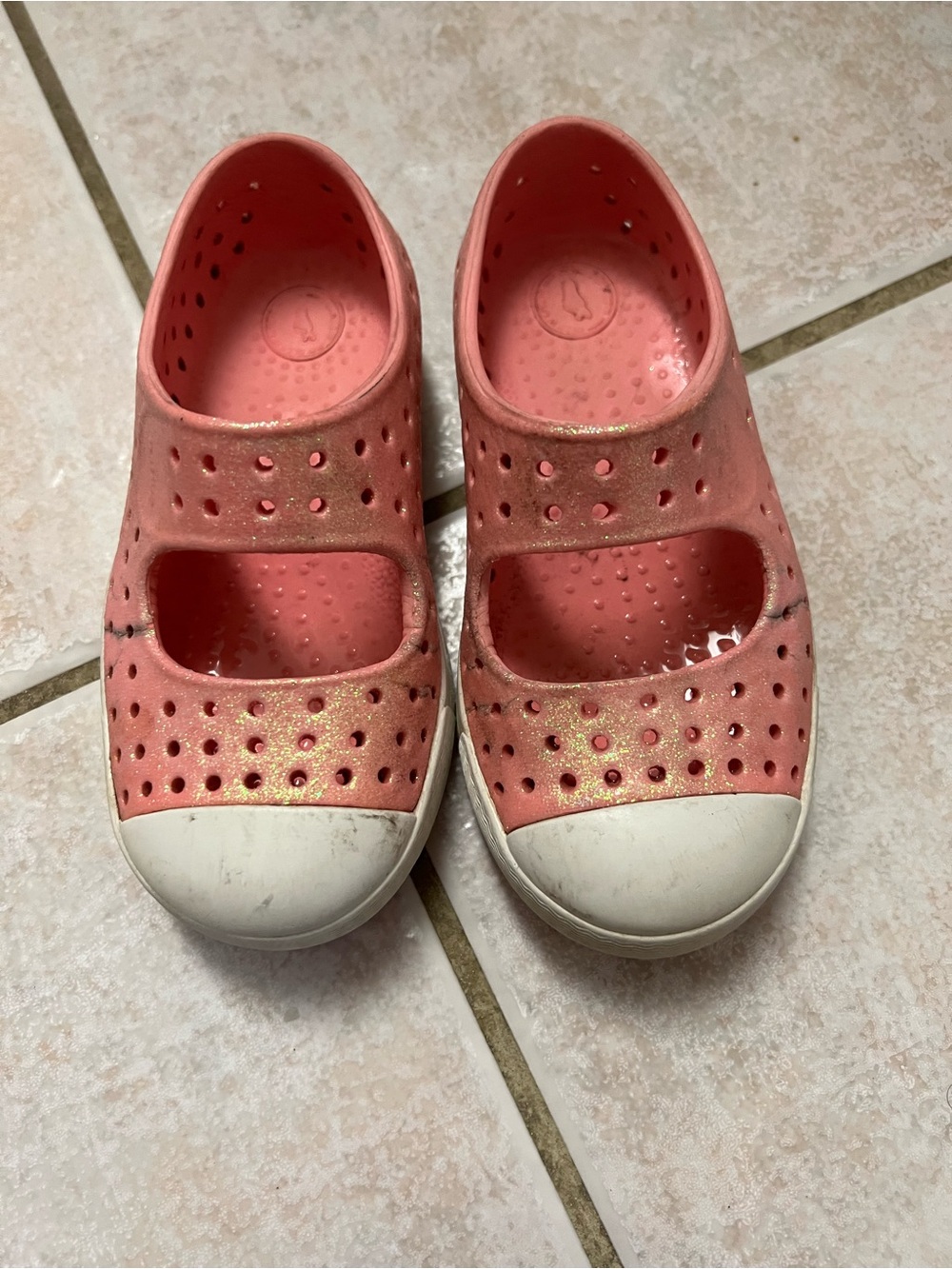 Native Shoes Kids Pink Glitter Slip-On Water Shoes